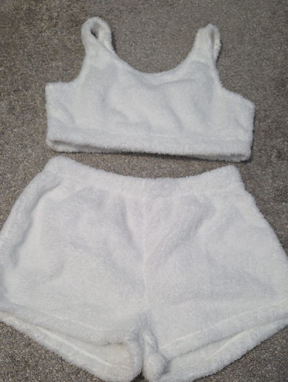 Cozy Fleece Bralette & Short Set - White